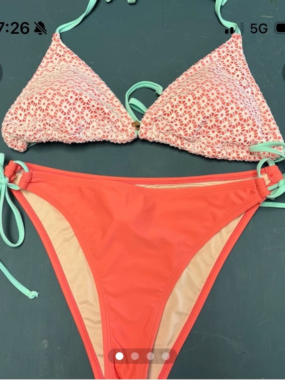 Cupshe Coral & Mint Crochet-Trim Bikini Set